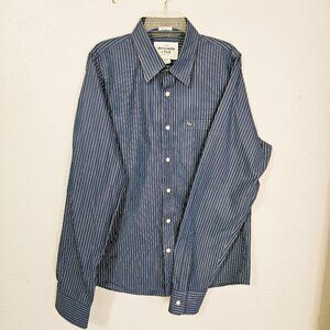Abercrombie & Fitch Men's Blue and White Minimalist Casual Shirt SZ XXL